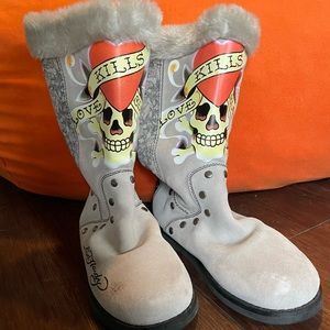 Ed hardy faux fur boots